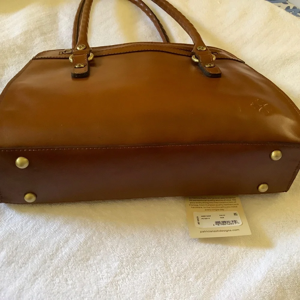 Patricia Nash Calvi Leather Satchel Crossbody Tan